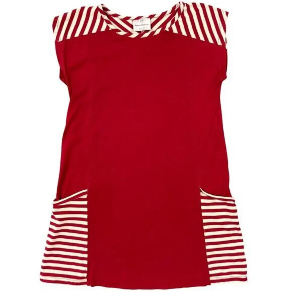 HANNA ANDERSSON Girls Red Cotton Sleeveless Dress‎ W Pockets Size 130 cm US8
